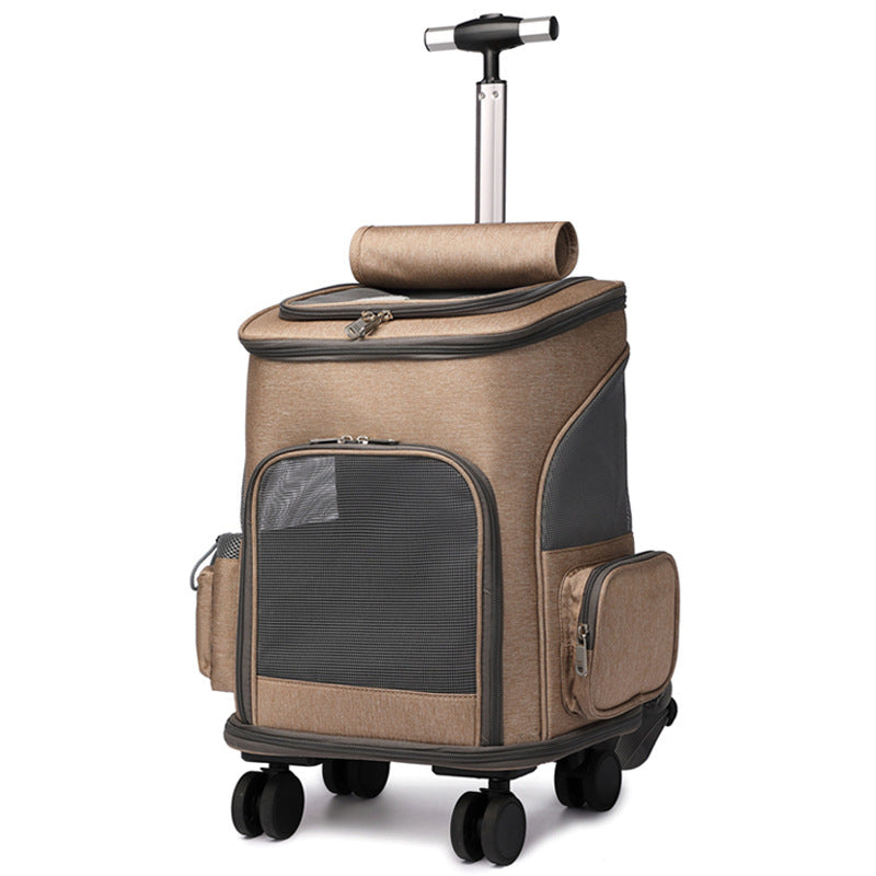 Hanbang's new folding trolley pet backpack Travel pet backpack Universal wheel trolley pet bag