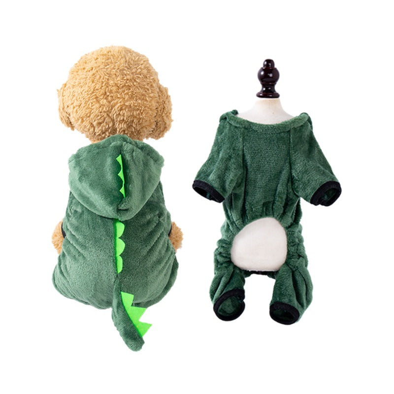 Pet clothes transformation clothes coral fleece autumn and winter dinosaur four-legged dog winter clothes cat pet clothes wholesale